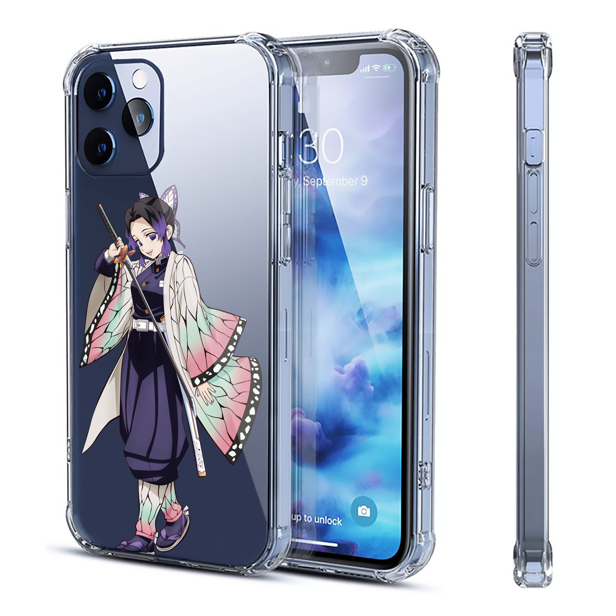 （画像用） 鬼滅の刃（きめつのやいば）蟲柱-胡蝶 しのぶ／こちょう しのぶ Kochou Shinobu 【iPhone 12シリーズ対応】透明スマホケース（クリアソフトケース）
